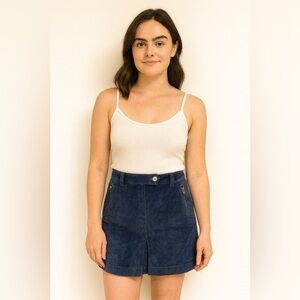 Brooks Brothers Navy Corduroy Skirt With Zipper Pockets Size 8